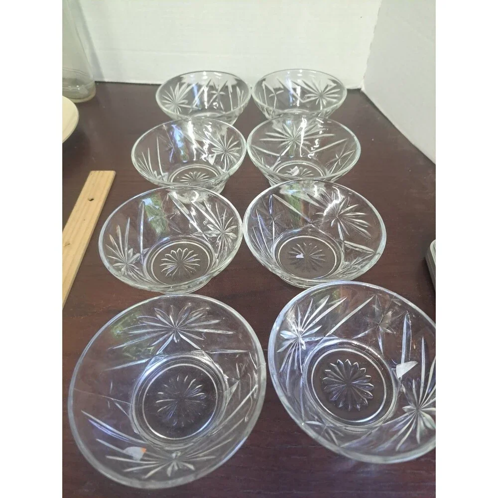Set Of 8 Vintage Anchor Hocking EAPC Star Of David Dessert Bowls